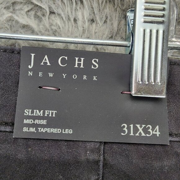 Jachs Pants Mens 31x34 Black Stretch Mid Rise Slim Fit Slim Tapered Leg *NWT* - Picture 10 of 15